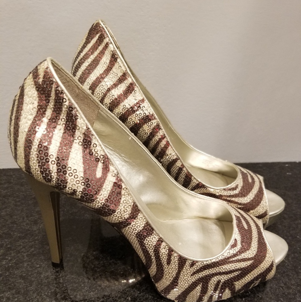 Guess platform zebra heels.